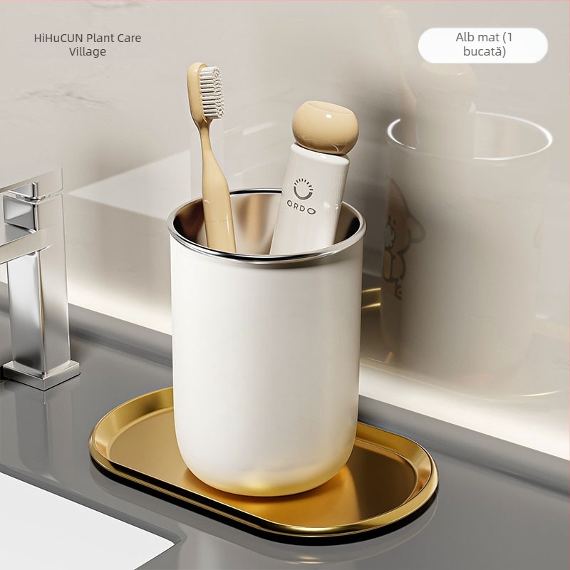 Set din două pahare din oțel inoxidabil pentru gură și periuță, 304, fără personalizare