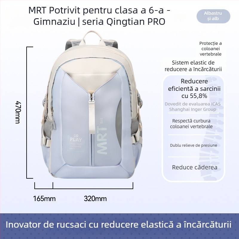 Rucsac școlar unisex pentru elevii din clasa a V-a–a VI-a | Capacitate mare, ușor, reduce încărcarea, spate ergonomic, elemente reflectorizante pentru siguranța nocturnă