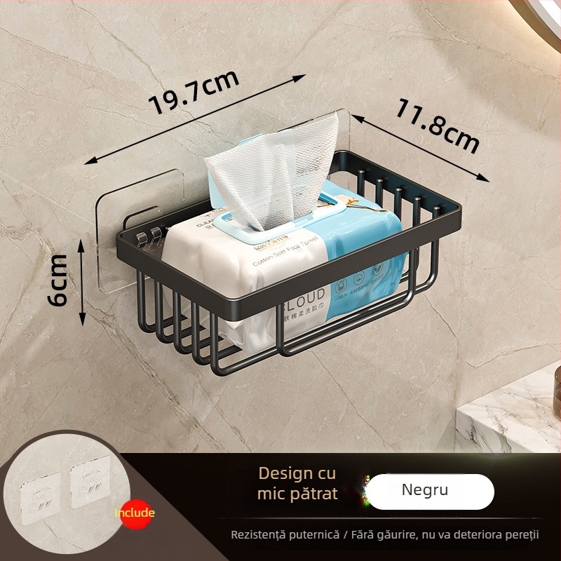 Raft de depozitare montat pe perete pentru baie | Brand Shane Ness | Finisaj vopsire la cuptor | Capacitate de încărcare 5–10 kg | 1 etaj | Stil modern minimalist
