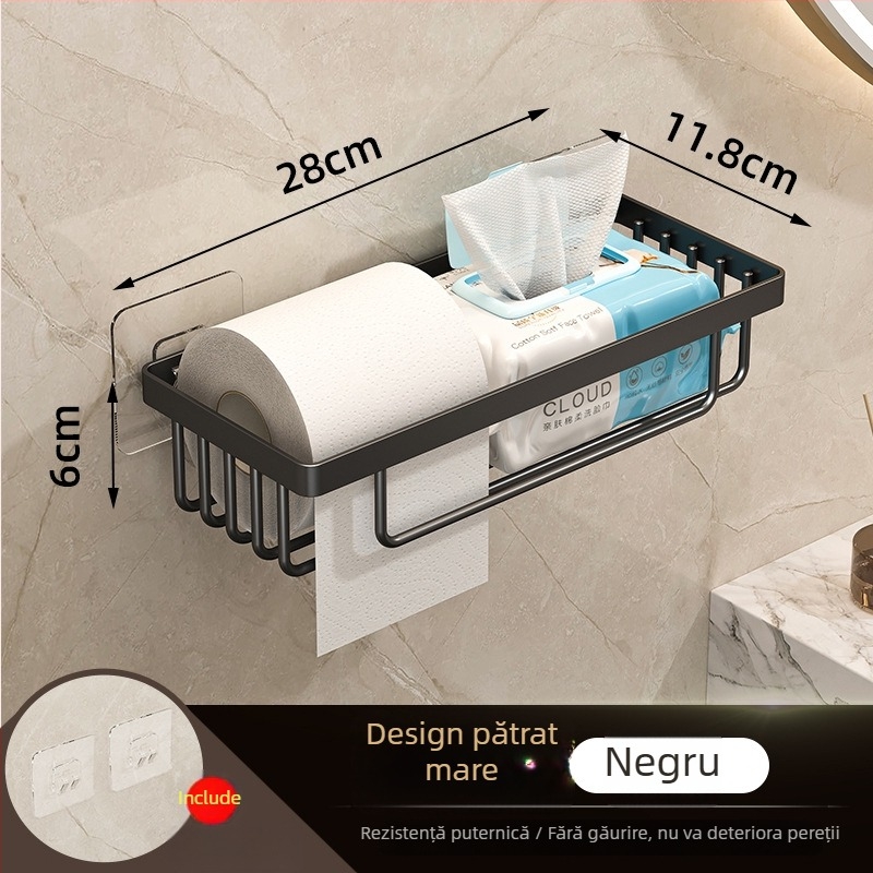 Raft de depozitare montat pe perete pentru baie | Brand Shane Ness | Finisaj vopsire la cuptor | Capacitate de încărcare 5–10 kg | 1 etaj | Stil modern minimalist