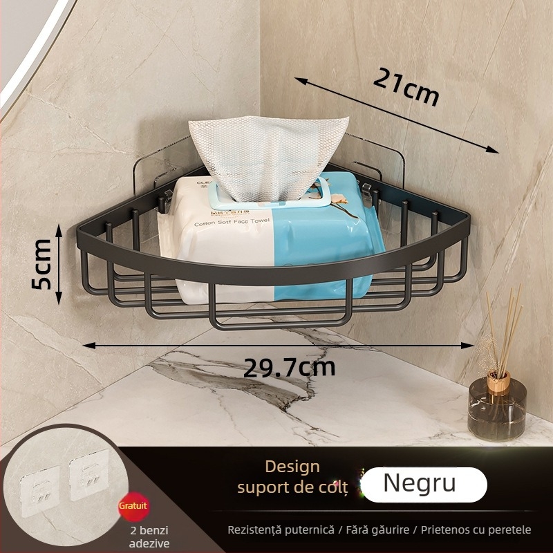 Raft de depozitare montat pe perete pentru baie | Brand Shane Ness | Finisaj vopsire la cuptor | Capacitate de încărcare 5–10 kg | 1 etaj | Stil modern minimalist