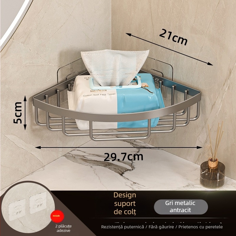 Raft de depozitare montat pe perete pentru baie | Brand Shane Ness | Finisaj vopsire la cuptor | Capacitate de încărcare 5–10 kg | 1 etaj | Stil modern minimalist