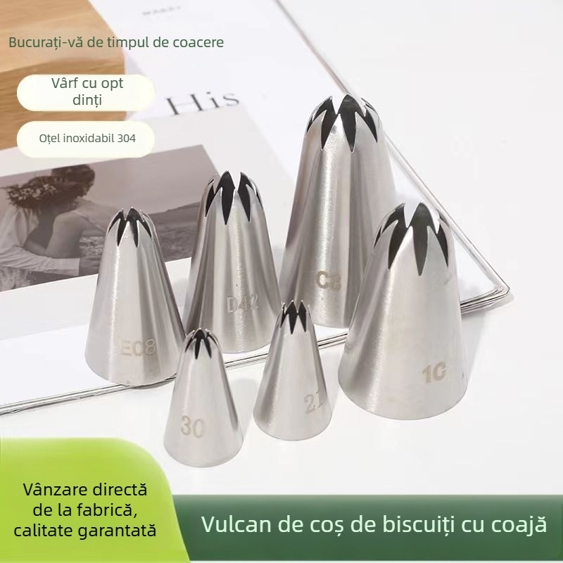 Set duze de decorare cu 8 dinți, din oțel inoxidabil 304, pentru modele de trandafiri pe fursecuri și prăjituri