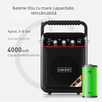 Love Song S60 difuzor karaoke exterior cu placă de sunet încorporată - 10W, baterie 2000–4000 mAh, răspuns în frecvență 100 Hz–20 kHz, SNR ≥75 dB