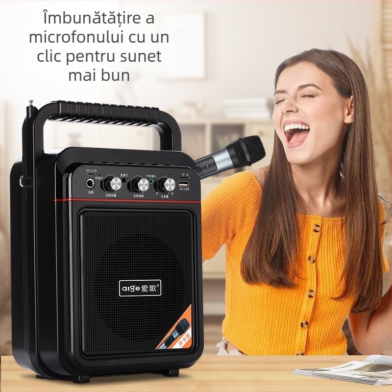 Love Song S60 difuzor karaoke exterior cu placă de sunet încorporată - 10W, baterie 2000–4000 mAh, răspuns în frecvență 100 Hz–20 kHz, SNR ≥75 dB