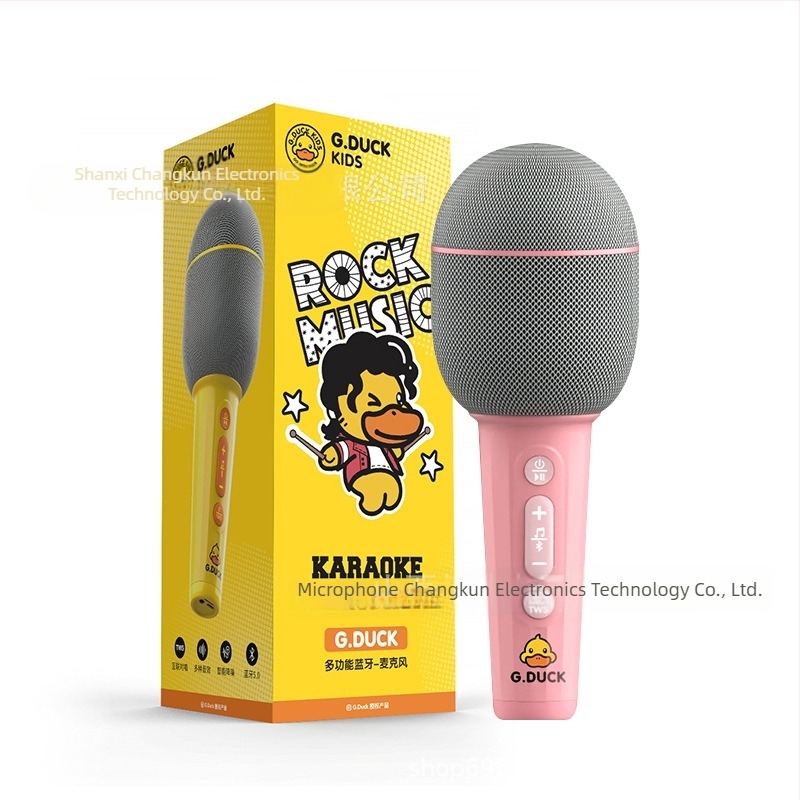 Microfon wireless cu difuzor încorporat pentru karaoke acasă, Bluetooth 5.0; baterie încorporată 800–1000 mAh; autonomie 6–8 ore; răspuns în frecvență 20 Hz–20 kHz; SNR ≥85 dB