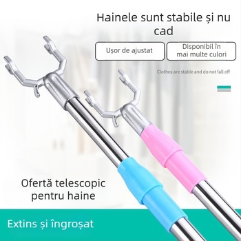 Bară extensibilă pentru uscat haine din oțel inoxidabil pentru balcon, design modern minimalist, Anlin