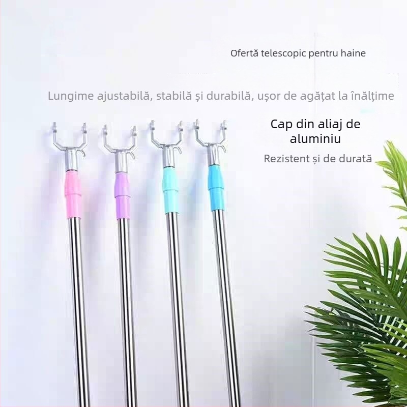 Bară extensibilă pentru uscat haine din oțel inoxidabil pentru balcon, design modern minimalist, Anlin