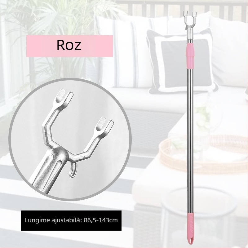 Bară extensibilă pentru uscat haine din oțel inoxidabil pentru balcon, design modern minimalist, Anlin