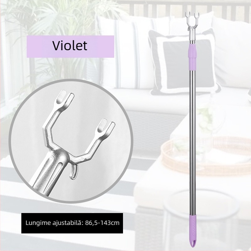 Bară extensibilă pentru uscat haine din oțel inoxidabil pentru balcon, design modern minimalist, Anlin