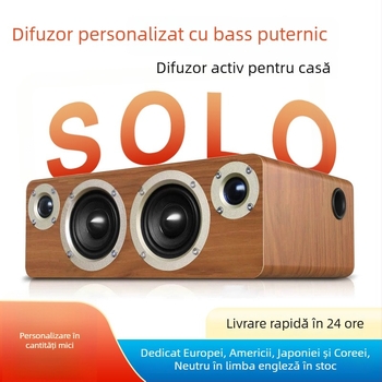 Sistem de boxe Bluetooth din lemn pentru desktop, cu 4 difuzoare + subwoofer, 60W, răspuns în frecvențe 55Hz–18.5kHz, SNR ≥95dB, Bluetooth 5.0, rază de 10m, alimentare externă, telecomandă