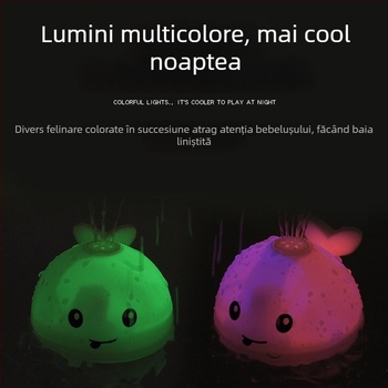 Minge de stropit cu senzor pentru baie, cu lumini și muzică, pentru sugari și copii mici | material plastic | jucărie de apă | 0-3 ani | certificat 3C 2020182202016001