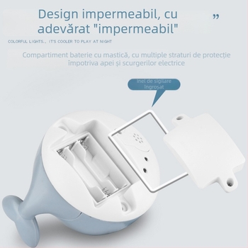Minge de stropit cu senzor pentru baie, cu lumini și muzică, pentru sugari și copii mici | material plastic | jucărie de apă | 0-3 ani | certificat 3C 2020182202016001