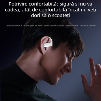 YYK-Q65 căști Bluetooth cu prindere pentru urechi, design sport, rază wireless 10 m, control prin atingere, PC+ABS, 86 g