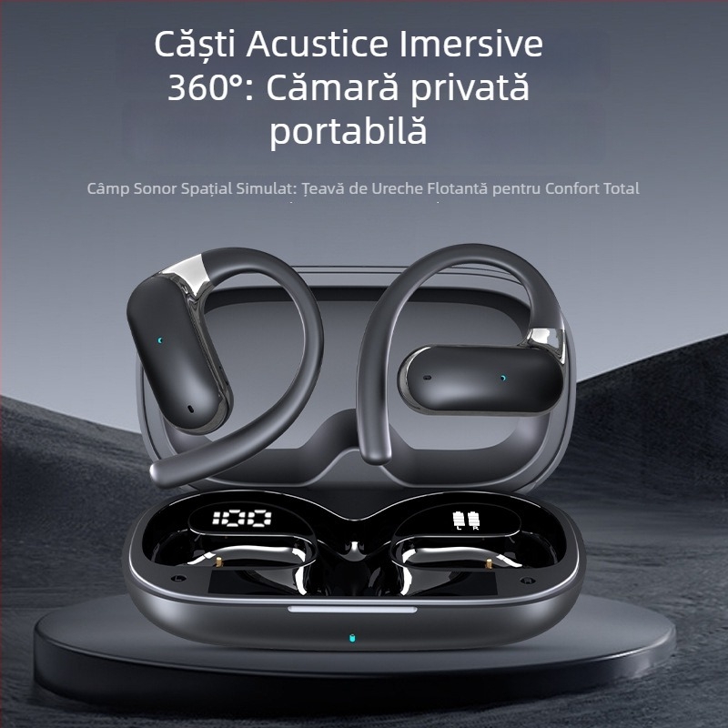 YYK-Q65 căști Bluetooth cu prindere pentru urechi, design sport, rază wireless 10 m, control prin atingere, PC+ABS, 86 g