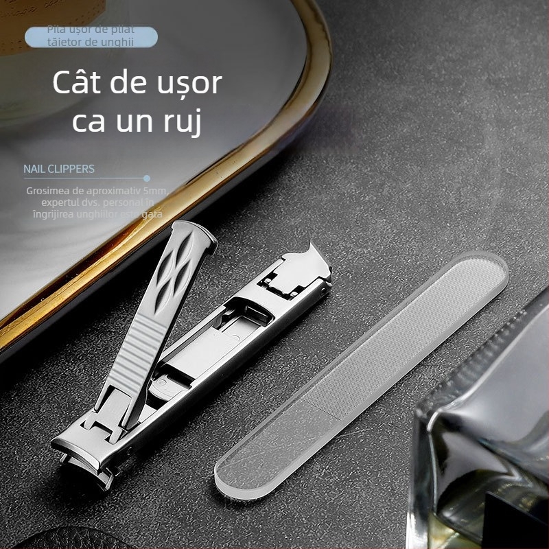 Set portabil pliabil pentru unghii, cu capete duble din oțel inoxidabil