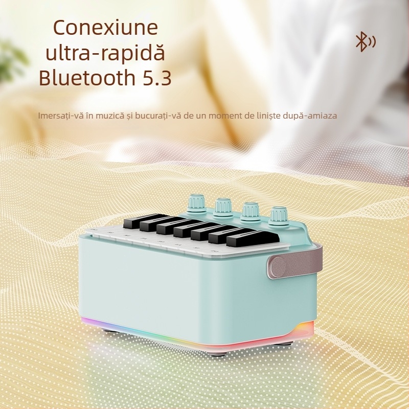 Boxă Bluetooth cu pian și tobă electronică – 8W, Bluetooth 5.0, 30Hz–15kHz, rază de acțiune 10 m, baterie încorporată 1200–2000mAh