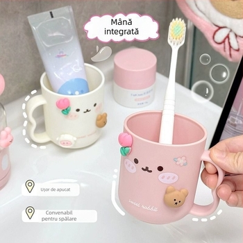 Cană de periuță de dinți cu design drăguț de desene animate - plastic, nu este importat, fără personalizare, cadou de sărbători