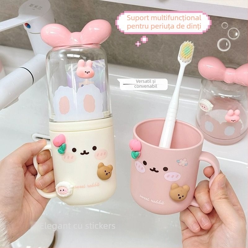 Cană de periuță de dinți cu design drăguț de desene animate - plastic, nu este importat, fără personalizare, cadou de sărbători