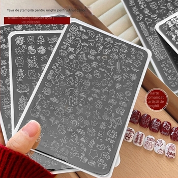 Placă de ștampilat pentru unghii din oțel inox TY546 – Design cu binecuvântare Anul Calului pentru începători