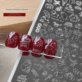 Placă de ștampilat pentru unghii din oțel inox TY546 – Design cu binecuvântare Anul Calului pentru începători