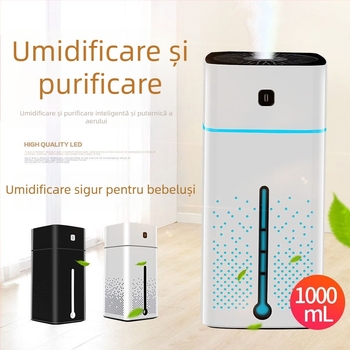 Umidificator inteligent pentru casă și birou, funcționare silențioasă, rezervor 0,5–1 L, 3 sau mai multe ieșiri de ceață, umiditate constantă, alimentare cu baterie (pentru camere sub 10 m2)