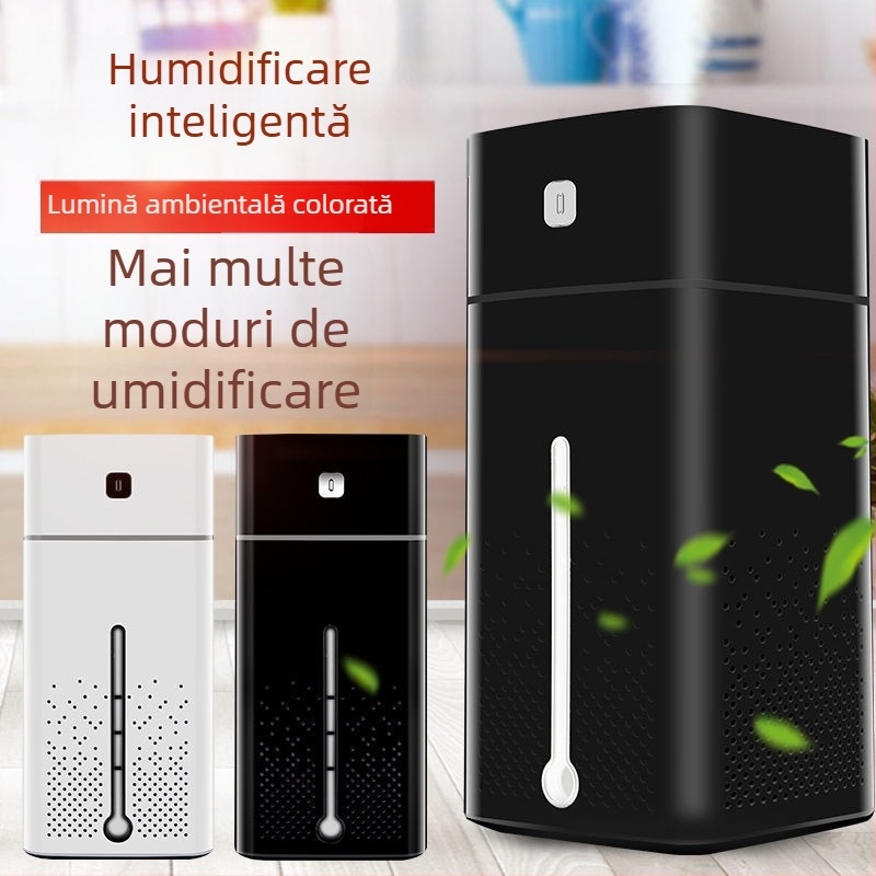 Umidificator inteligent pentru casă și birou, funcționare silențioasă, rezervor 0,5–1 L, 3 sau mai multe ieșiri de ceață, umiditate constantă, alimentare cu baterie (pentru camere sub 10 m2)