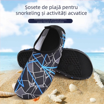 Pantofi de apă pentru bărbați – plajă, mers prin apă și snorkeling; interior din plasă respirabil, talpă din cauciuc antiaderent, partea superioară Lycra, profil redus