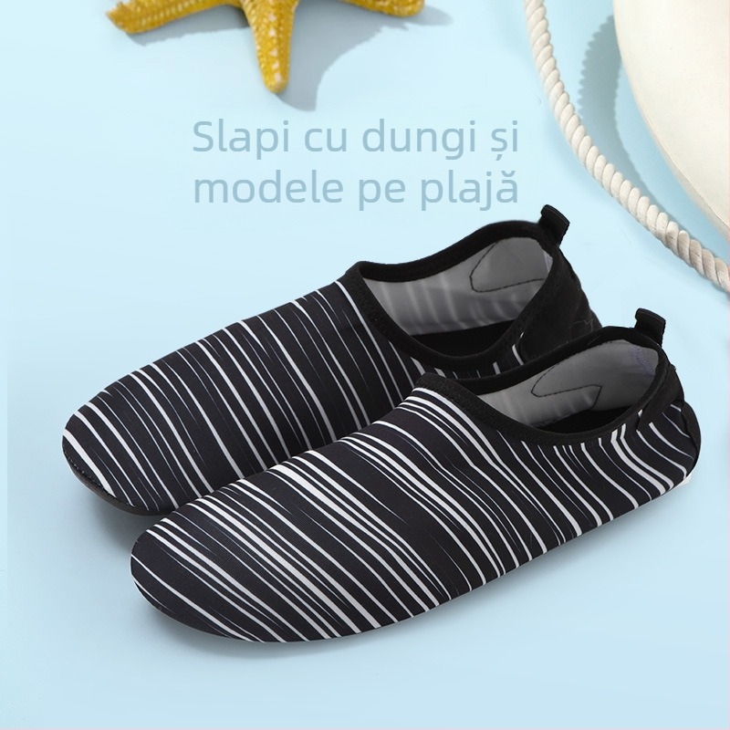 Pantofi de apă pentru bărbați – plajă, mers prin apă și snorkeling; interior din plasă respirabil, talpă din cauciuc antiaderent, partea superioară Lycra, profil redus