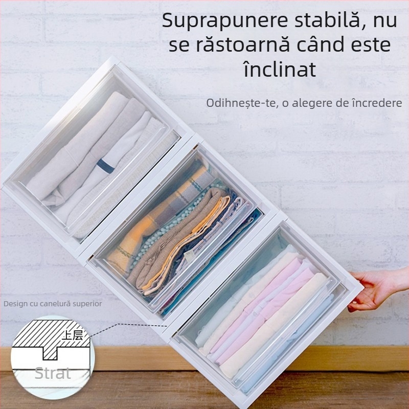 Cutie de depozitare Alice cu sertare, stil japonez, capacitate 50 L, model BC-500, rășină PP