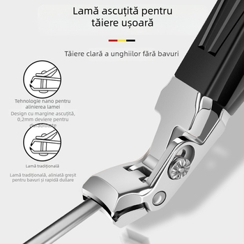 Set de tăiat unghii cu deschidere mare, gură plată, portabil, din plastic și oțel inoxidabil