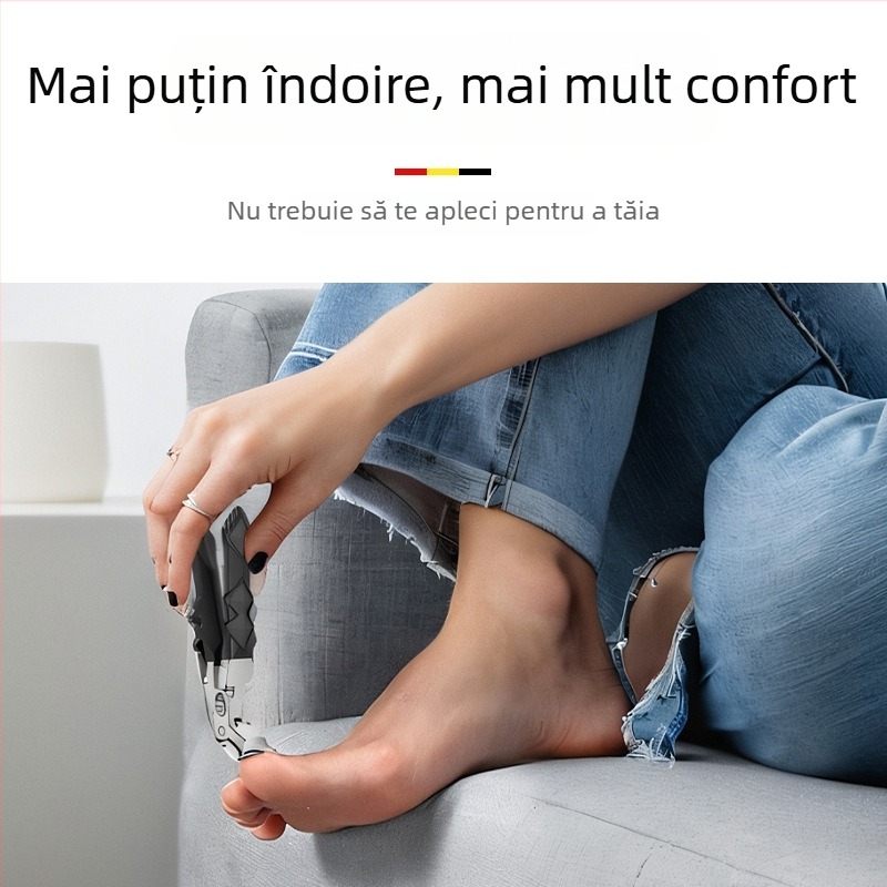 Set de tăiat unghii cu deschidere mare, gură plată, portabil, din plastic și oțel inoxidabil