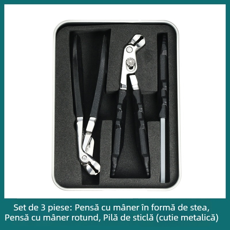 Set de tăiat unghii cu deschidere mare, gură plată, portabil, din plastic și oțel inoxidabil