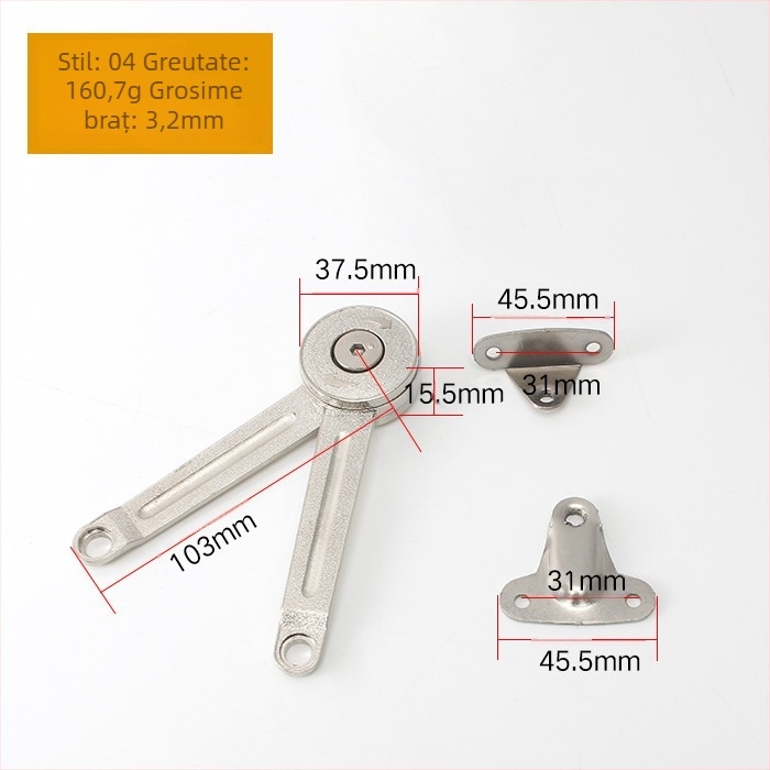 Suport de dulap în formă de S, ridicare reglabilă, aliaj de zinc, model 03, stil modern minimalist, placare electrolitică
