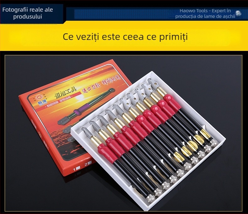 Cuțit de sticlă cu role Heng Xu — pentru sticlă, ceramică, jad și agat; Origine: Shandong