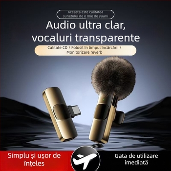 Microfon lavalier pentru streaming live și înregistrări video – Wireless, cu baterie încorporată, reducere zgomot (Capacitatea bateriei ≤50 mAh; SNR ≥70 dB; autonomie 3–6 h; Putere 50)
