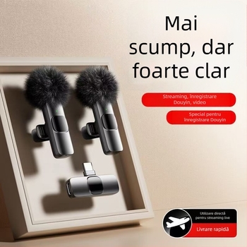 Microfon lavalier pentru streaming live și înregistrări video – Wireless, cu baterie încorporată, reducere zgomot (Capacitatea bateriei ≤50 mAh; SNR ≥70 dB; autonomie 3–6 h; Putere 50)