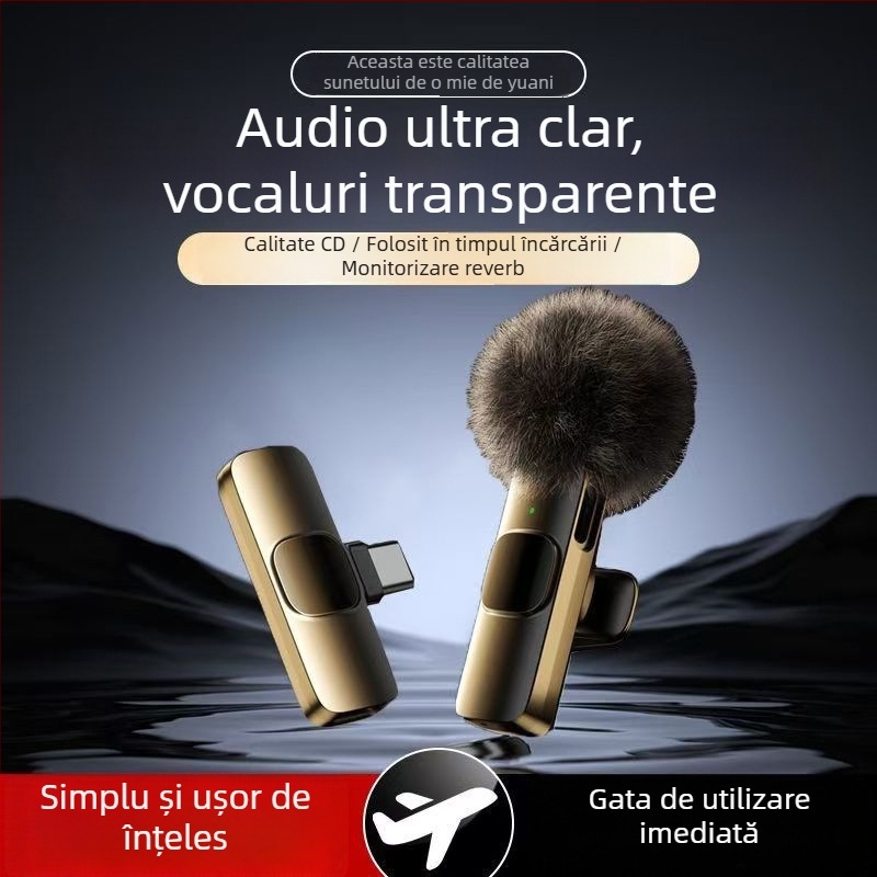 Microfon lavalier pentru streaming live și înregistrări video – Wireless, cu baterie încorporată, reducere zgomot (Capacitatea bateriei ≤50 mAh; SNR ≥70 dB; autonomie 3–6 h; Putere 50)