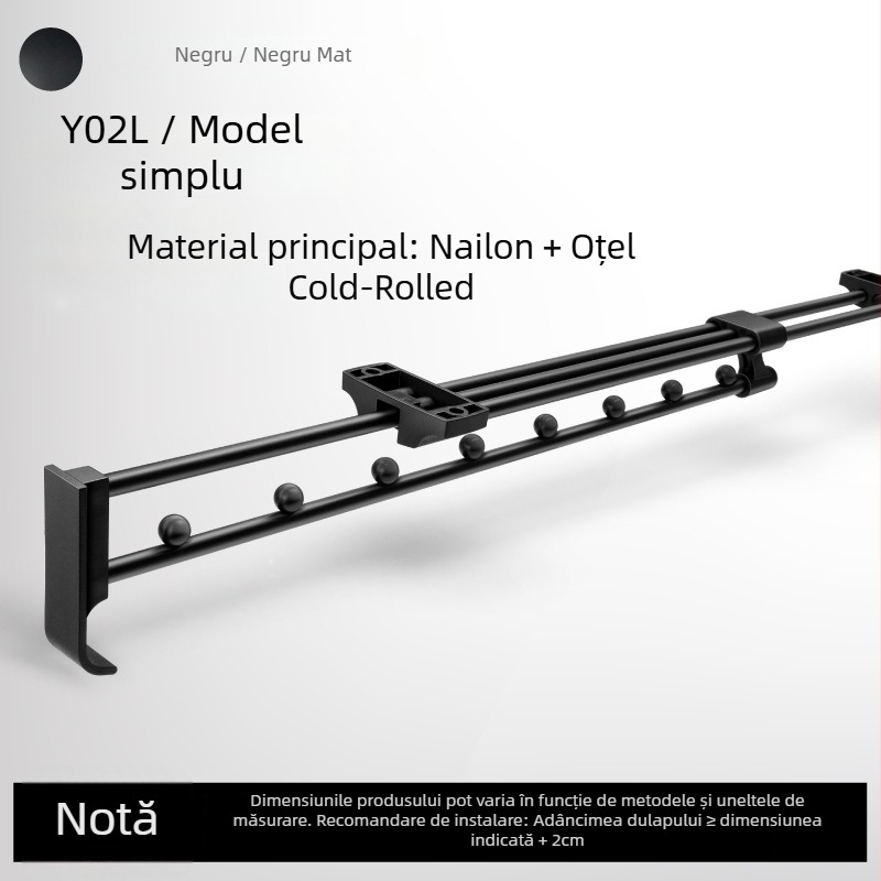 Dulap cu suport de pantaloni glisant, cu bară de haine telescopică și șină glisantă cu amortizor | Materiale: plastic, oțel inoxidabil, aliaj de aluminiu, oțel laminat la rece | Model CLKJ-1