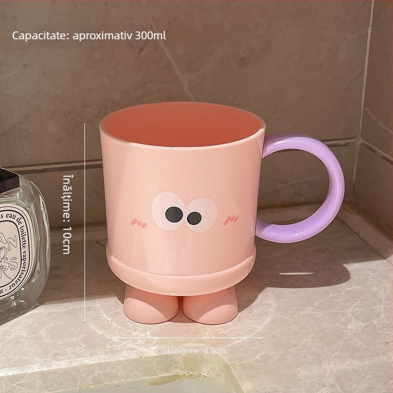 Pahar din plastic pentru clătirea gurii, pentru uz casnic, design drăguț pentru copii și cupluri, potrivit pentru cămine studențești