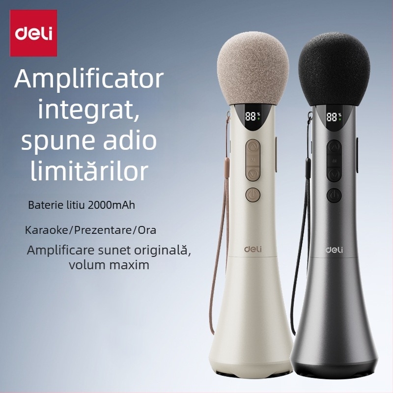 Amplificator portabil de karaoke cu microfon încorporat — model L-698, 15W ieșire, baterie detașabilă, autonomie peste 12 ore, alimentare 5V