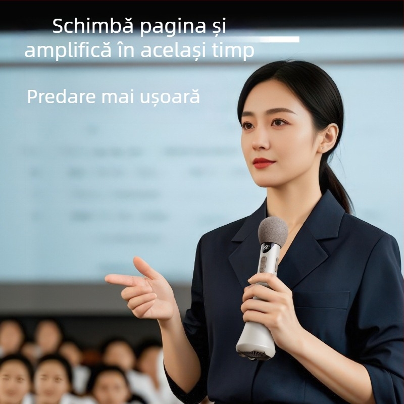 Amplificator portabil de karaoke cu microfon încorporat — model L-698, 15W ieșire, baterie detașabilă, autonomie peste 12 ore, alimentare 5V