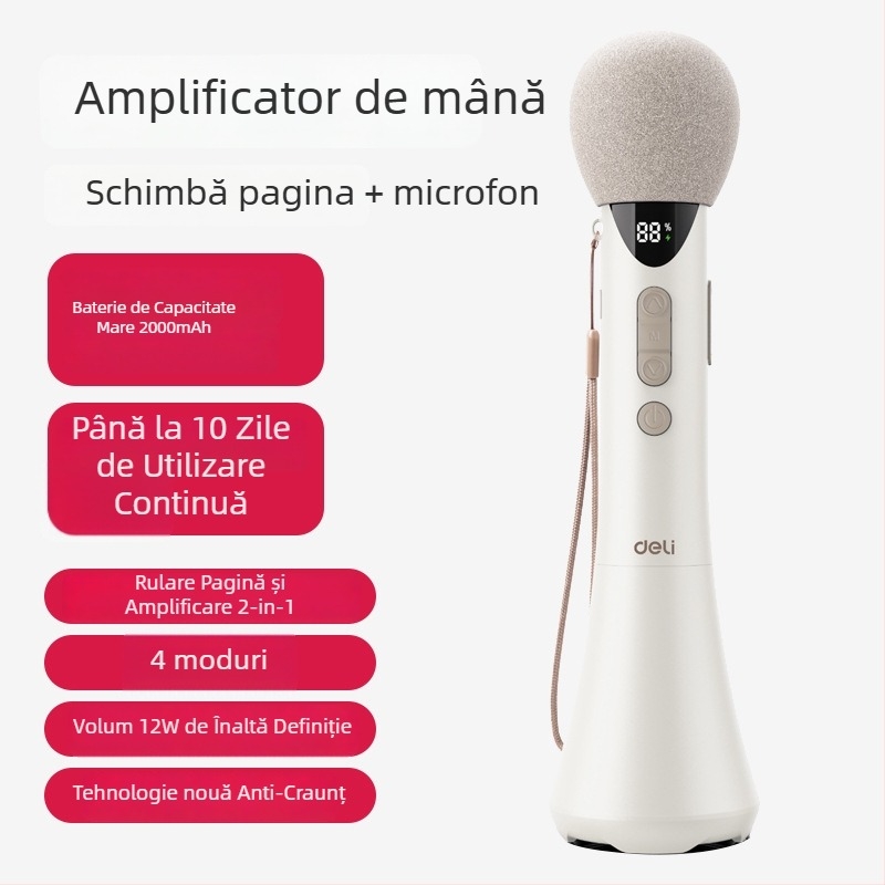 Amplificator portabil de karaoke cu microfon încorporat — model L-698, 15W ieșire, baterie detașabilă, autonomie peste 12 ore, alimentare 5V