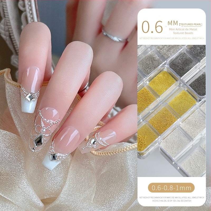 Set metal pentru unghii cu mărgele și lanț – Seria Princess, Stil Sweet Cool, Model lanț, OEM Tide Beauty