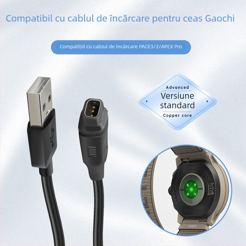 Cablu USB de încărcare cu conector VERTIX2 pentru ceasuri Garmin (Pace3/2, COROS APEX Pro)