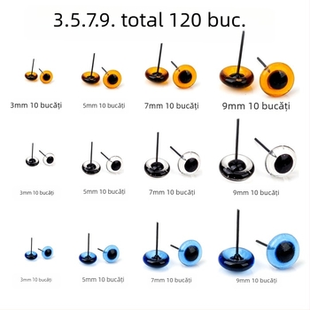 Ochi de sticlă pentru păpuși și urși de pluș, set de 120 bucăți, arse la temperaturi înalte