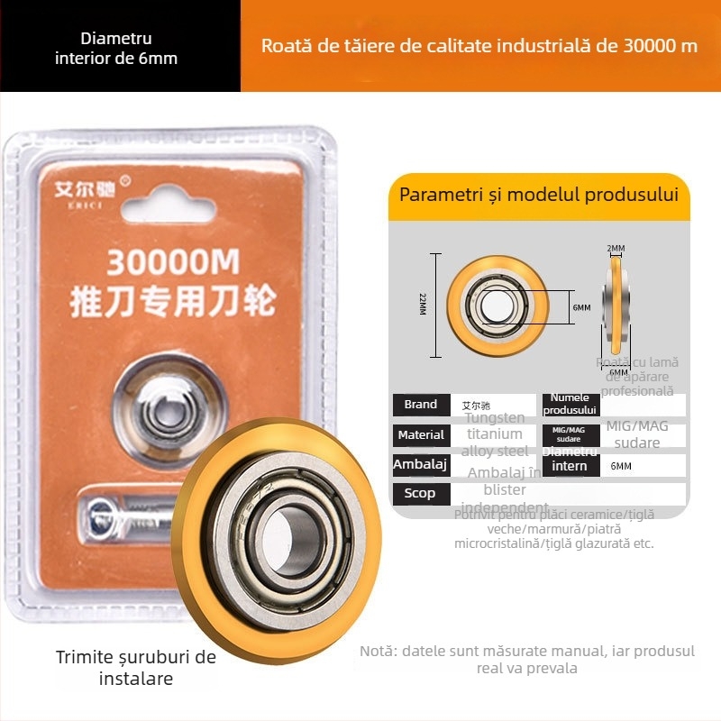 Roată de lamă pentru plăci, model profesional Xiali, lamă din sticlă obișnuită, grosime de tăiere implicită, neimportat