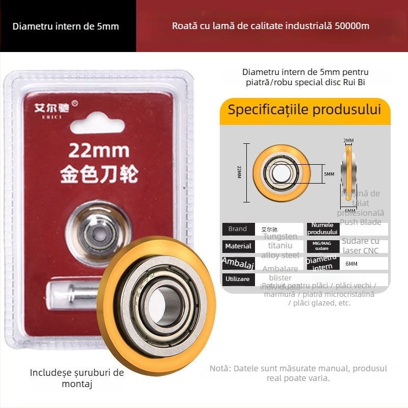 Roată de lamă pentru plăci, model profesional Xiali, lamă din sticlă obișnuită, grosime de tăiere implicită, neimportat