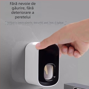 Set dozator de pastă de dinți montat pe perete pentru uz casnic, fără găuri, suport pentru periuțe pentru copii
