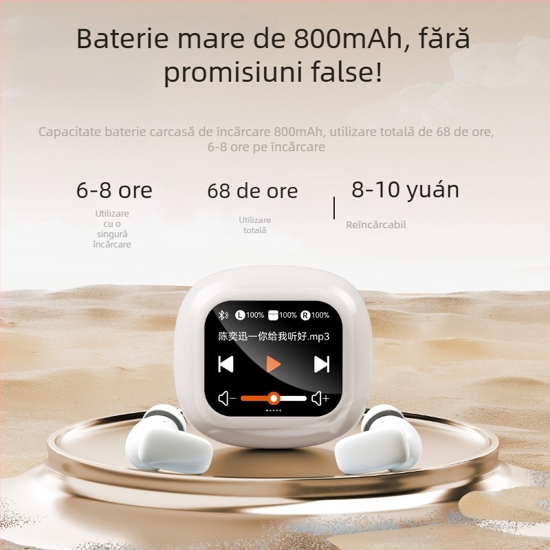 Căști MP3 Bluetooth S09 cu slot pentru card, in-ear, ecran digital, rază 15 m, BT 5.4, autonomie 4-8 ore, IPX4 rezistență la apă